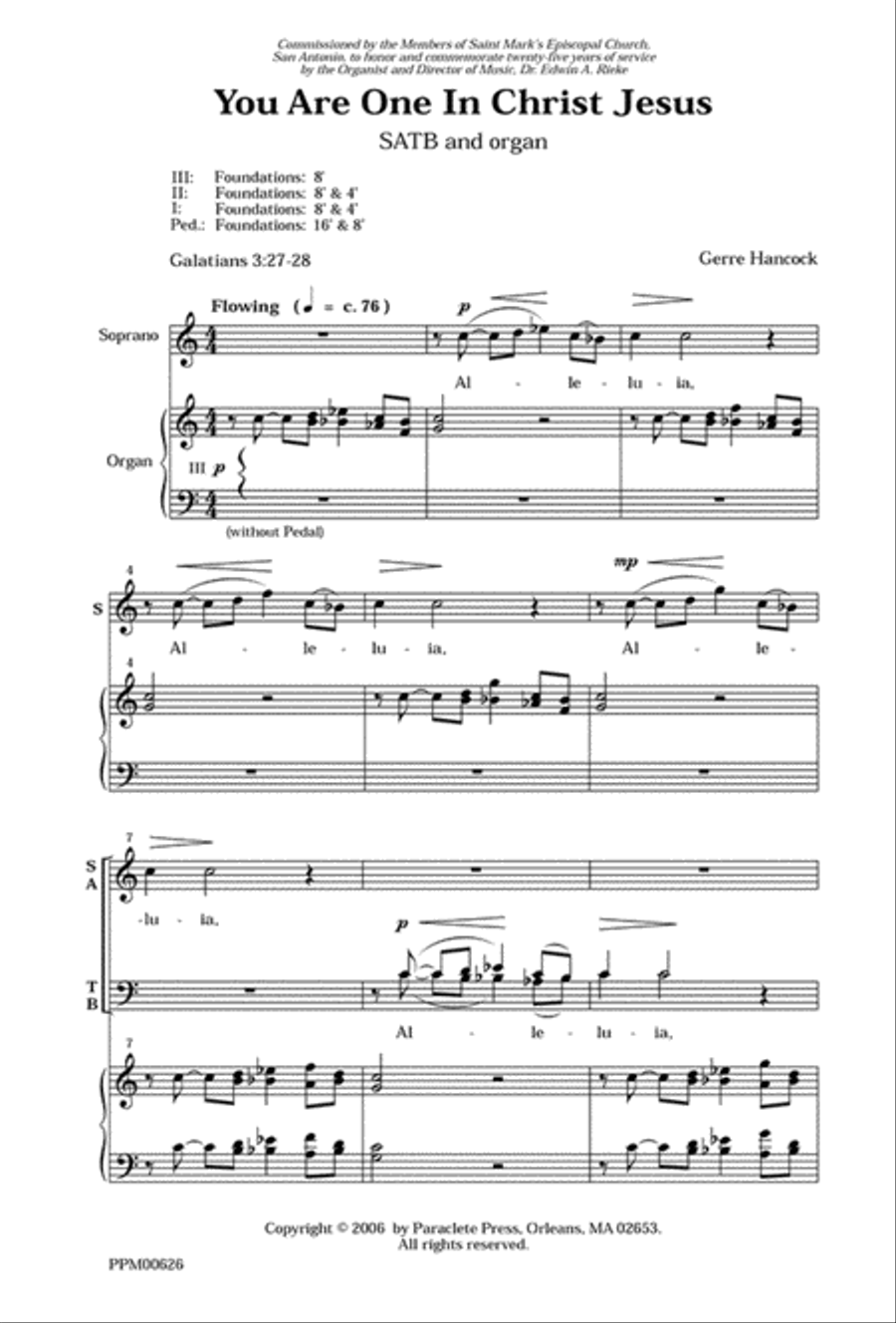 You Are One in Christ Jesus 4-Part scores gallery preview page 1