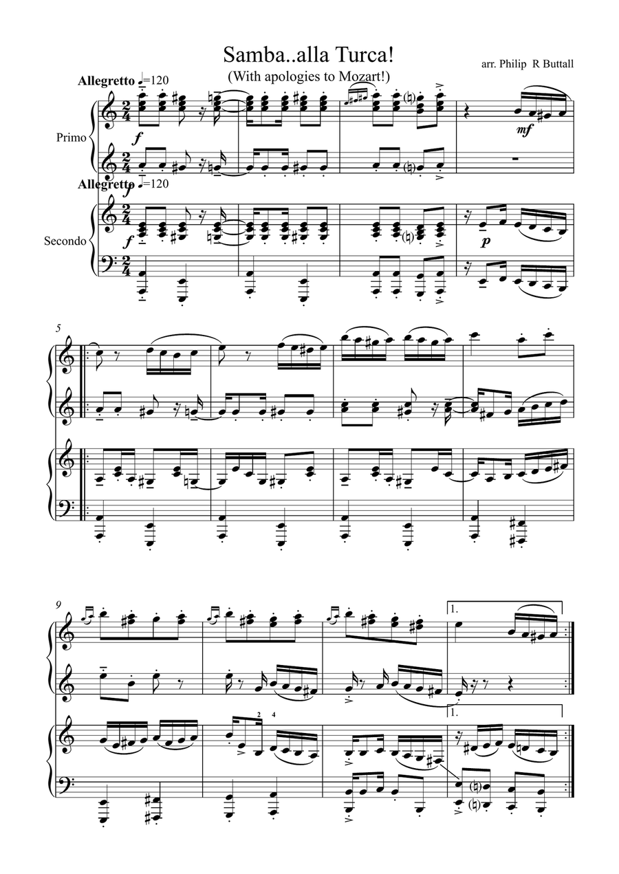 Samba..alla..Turca (Piano Duet - Four Hands) Piano Duet scores gallery preview page 2