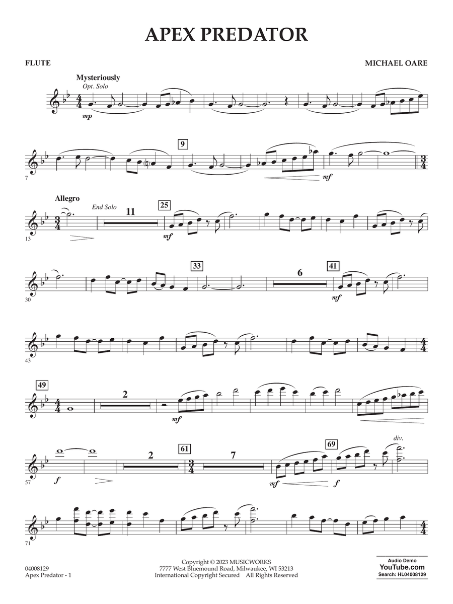 Apex Predator - Flute Concert Band scores gallery preview page 1