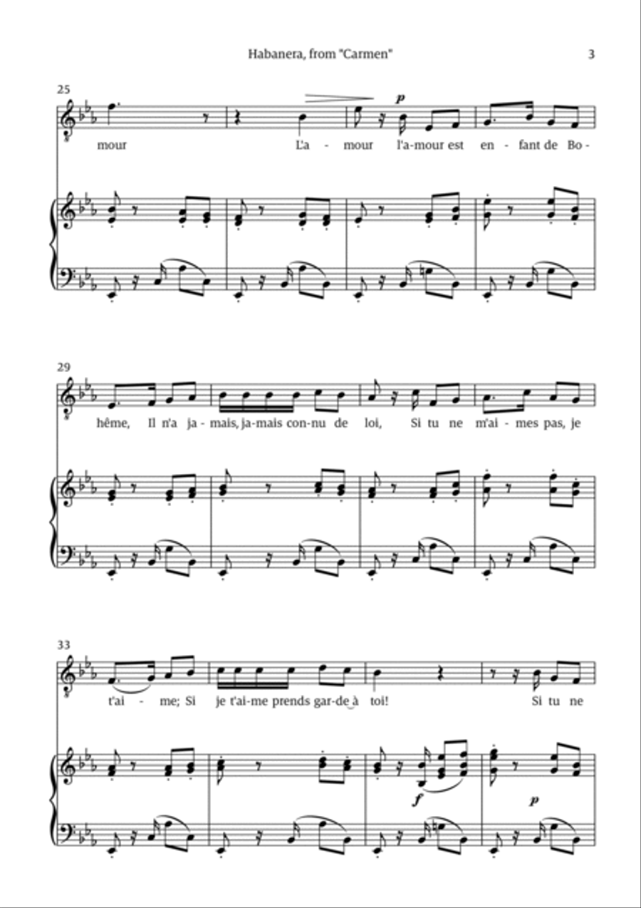 Habanera (for tenor - D# minor/ Eb major) Chamber Music scores gallery preview page 3