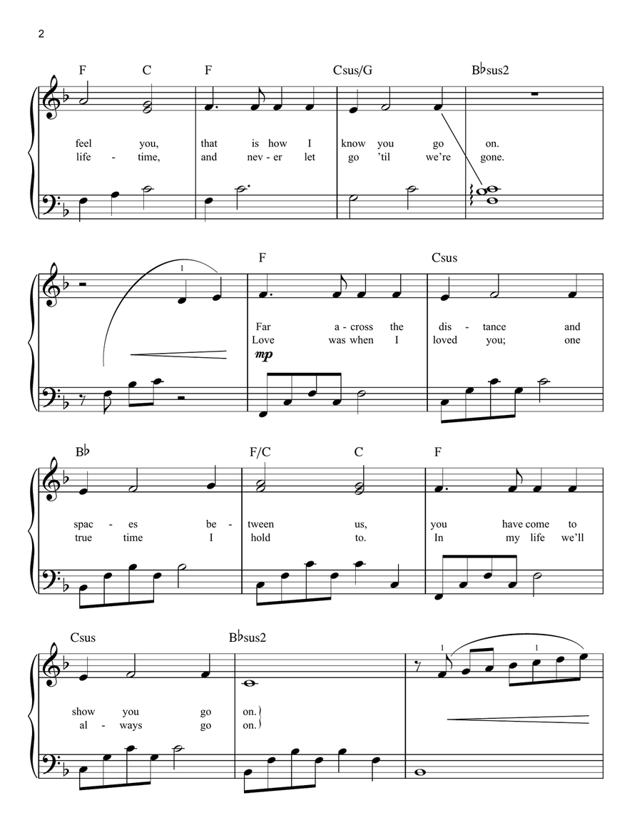My Heart Will Go On (from Titanic) (arr. Phillip Keveren) Easy Piano scores gallery preview page 2