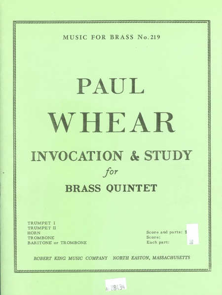 Invocation And Study - Brass Quintet