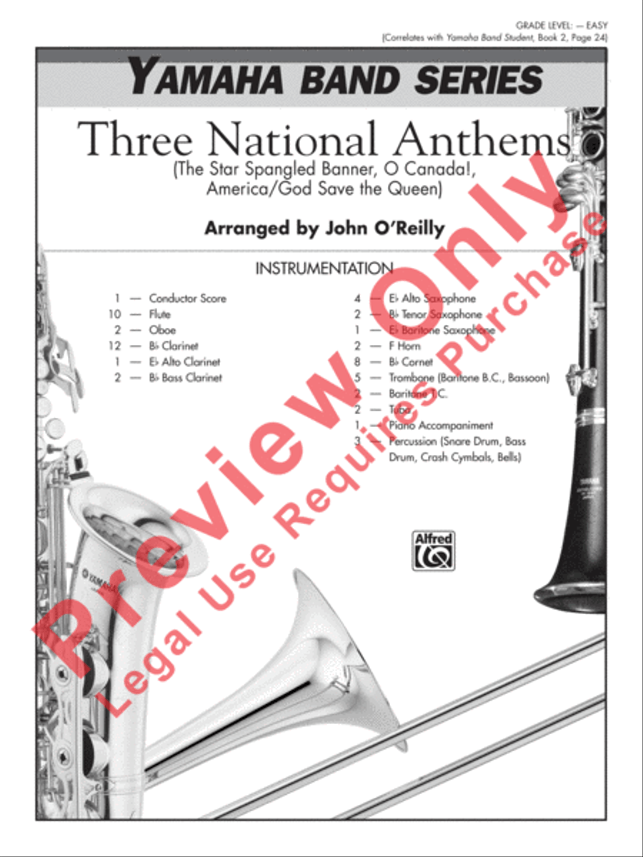 Three National Anthems (Star-Spangled Banner, O Canada!, America/God Save the Queen) Concert Band scores gallery preview page 2