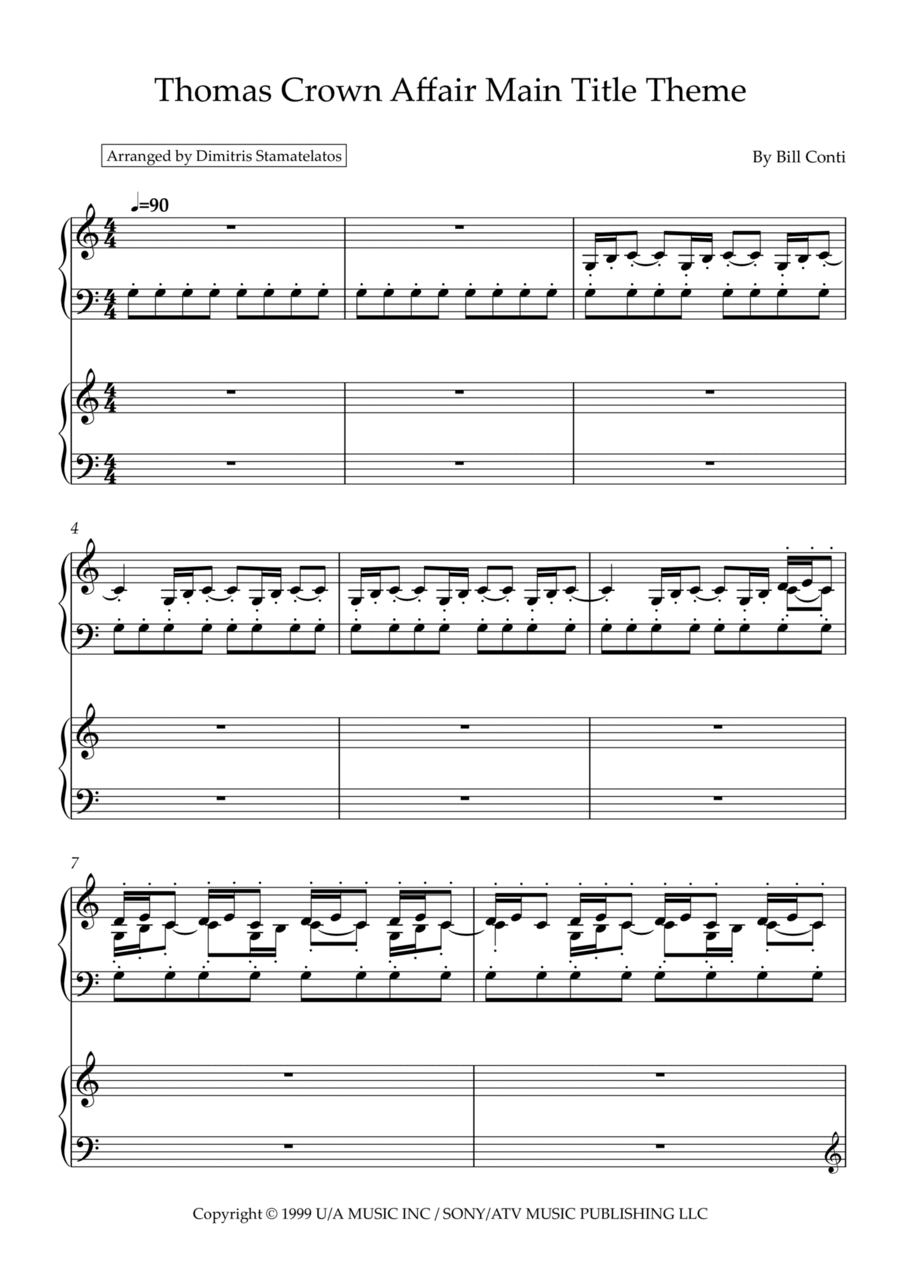 Thomas Crown Affair (Main Title Theme) Piano Duet scores gallery preview page 1