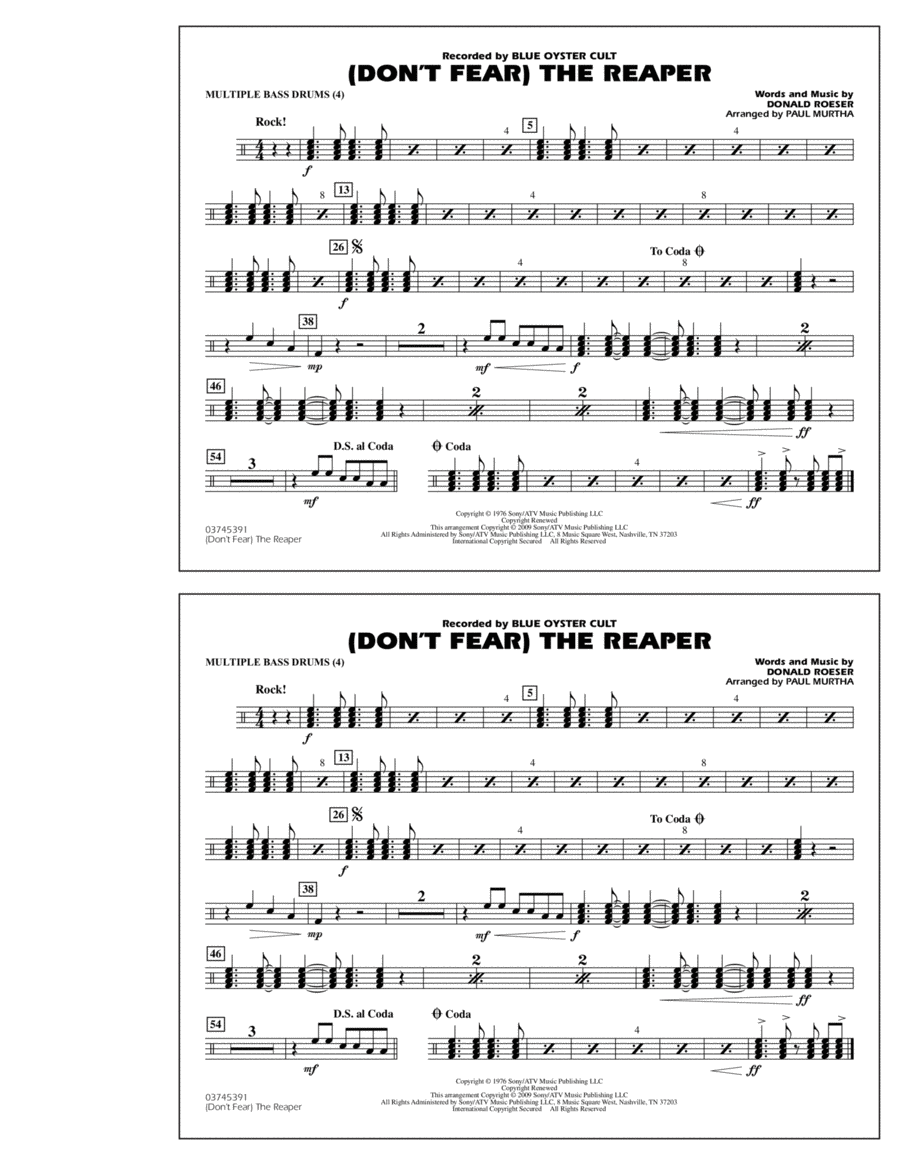(Don't Fear) The Reaper - Multiple Bass Drums