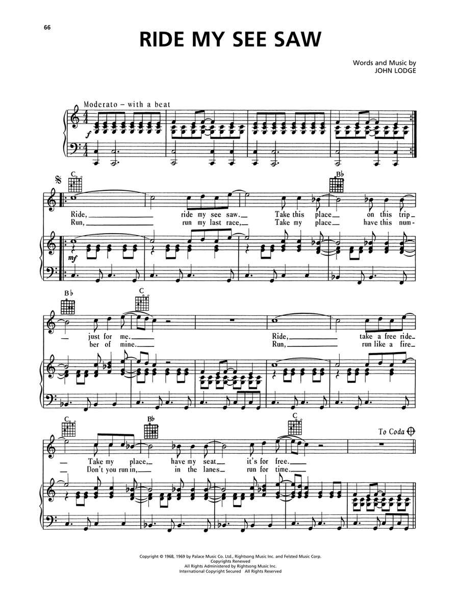 Ride My See-Saw Piano, Vocal, Guitar scores gallery preview page 1