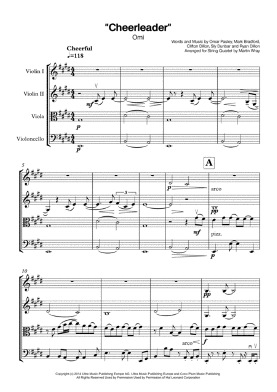 Cheerleader String Quartet scores gallery preview page 1
