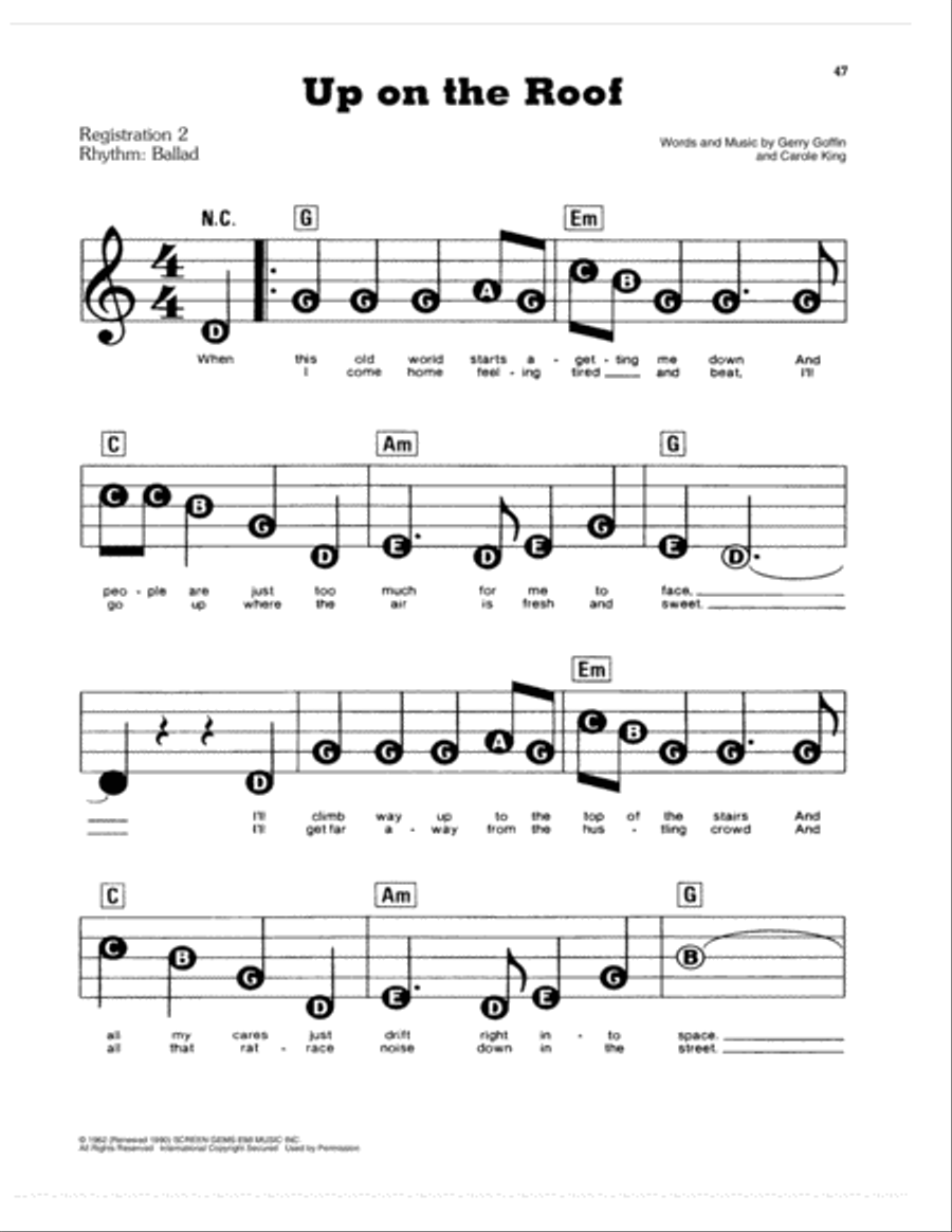 Up On The Roof Up On The Roof Electronic Keyboard scores gallery preview page 1
