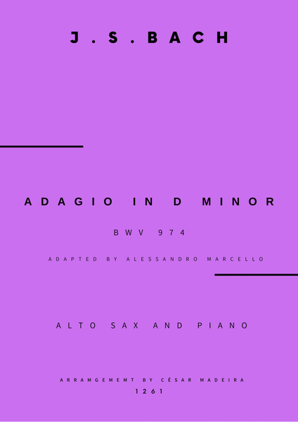 Adagio (BWV 974) - Alto Sax and Piano (Full Score and Parts) image number null