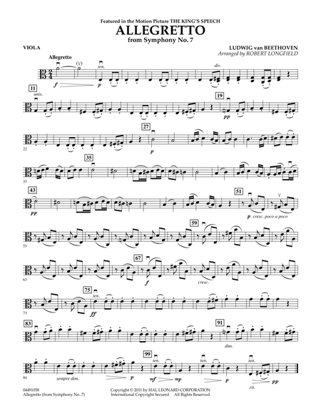 Allegretto (from Symphony No. 7) - Viola