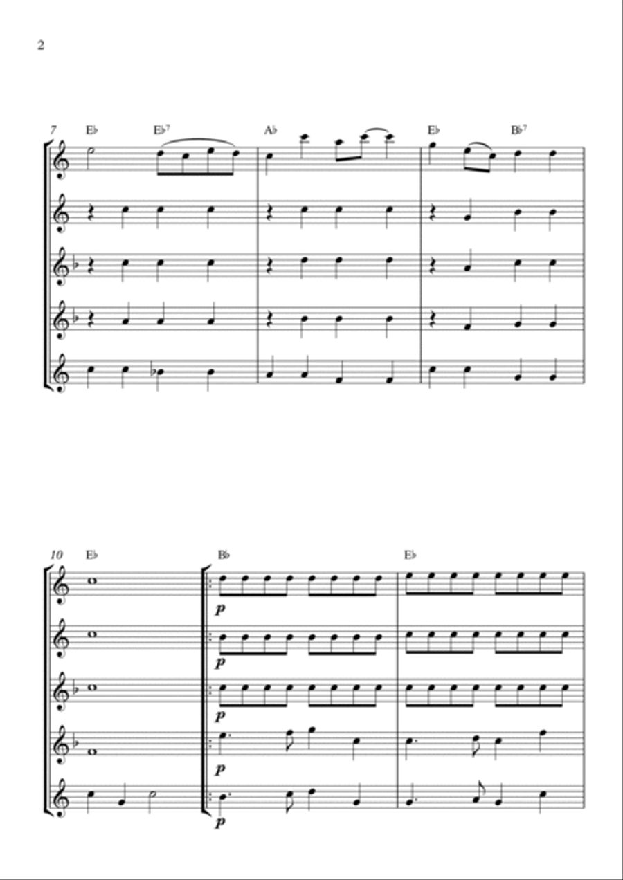 Swanee River (Old Folks at Home) Saxophone Quintet scores gallery preview page 2
