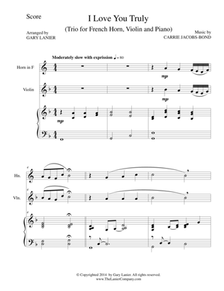 I LOVE YOU TRULY (Trio – French Horn, Violin, and Piano with Score and Parts)