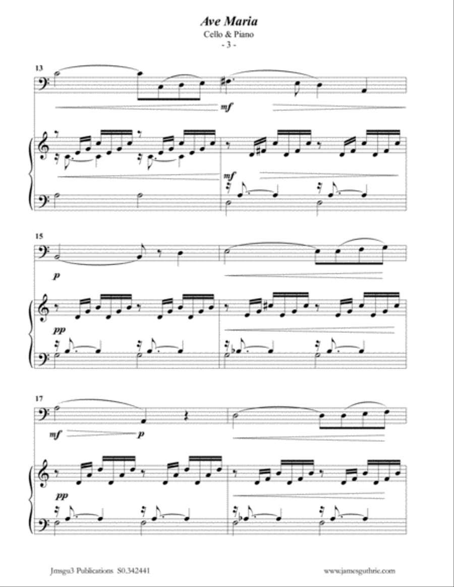 Bach-Gounod: Ave Maria for Cello & Piano Piano scores gallery preview page 3