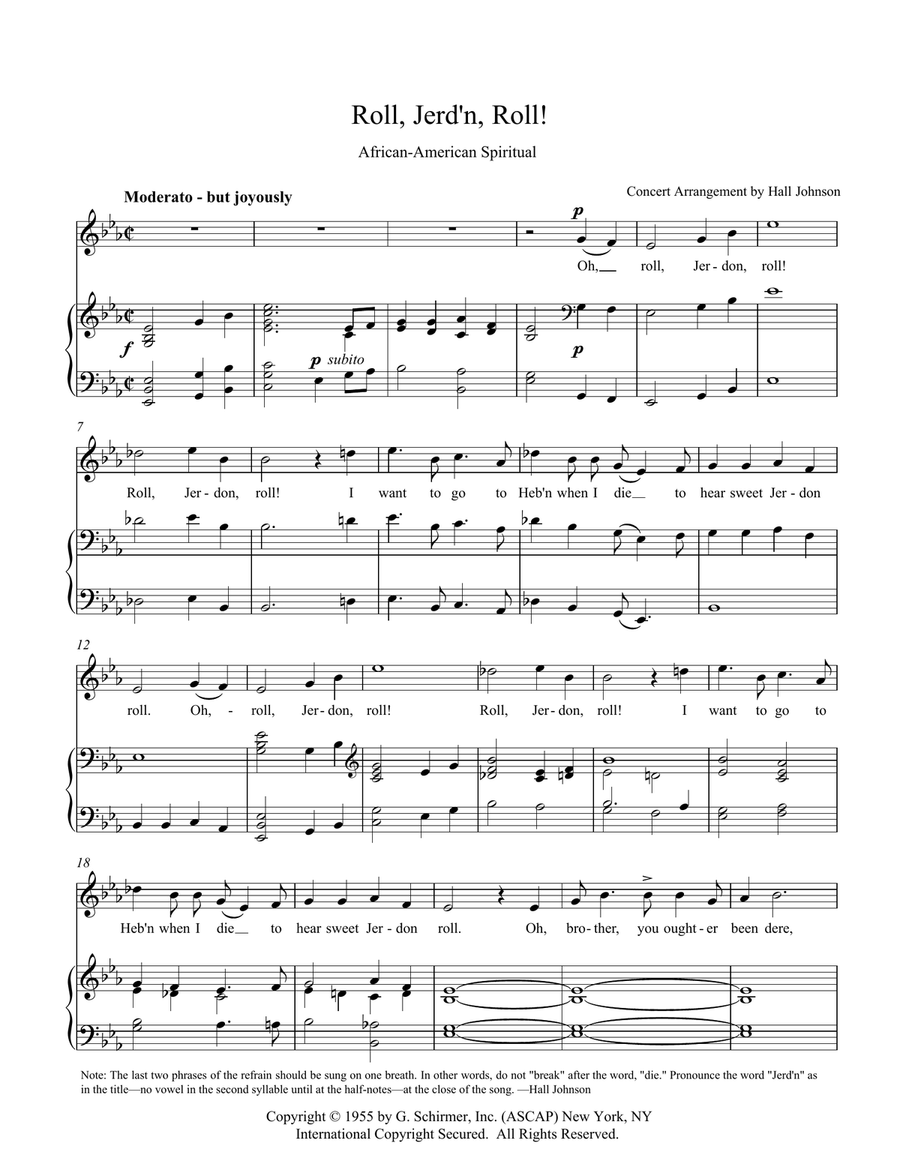 Roll, Jordan Roll (E-flat) Piano, Vocal scores gallery preview page 1