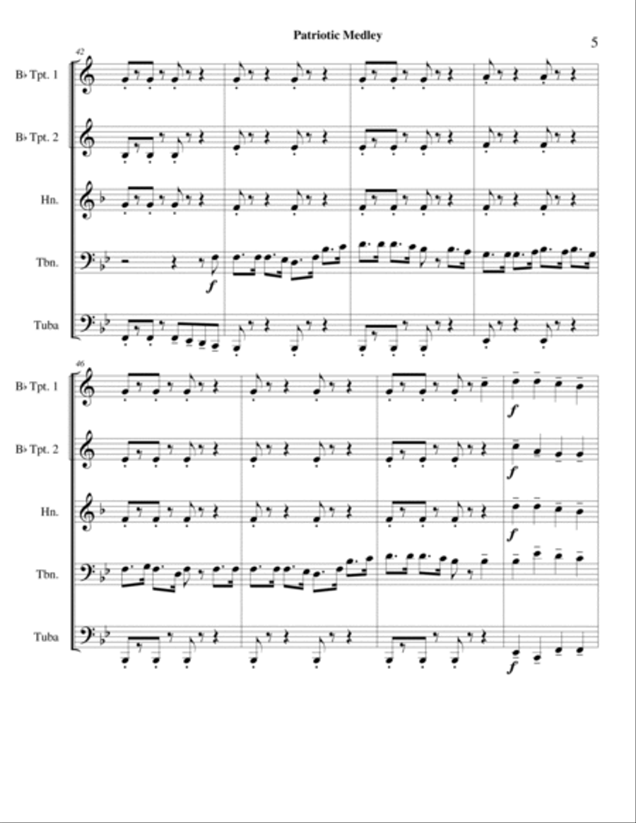 Patriotic Medley Brass Ensemble scores gallery preview page 5