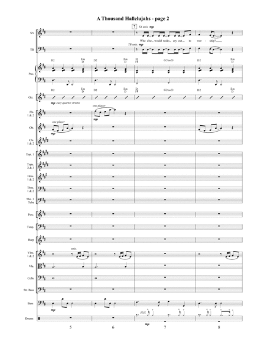 A Thousand Hallelujahs Orchestration 4-Part scores gallery preview page 3