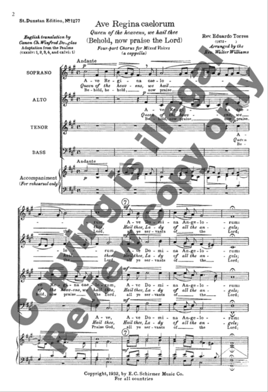 Ave Regina Caelorum (Queen of the Heavens) (Behold, now praise the Lord) 4-Part scores gallery preview page 12