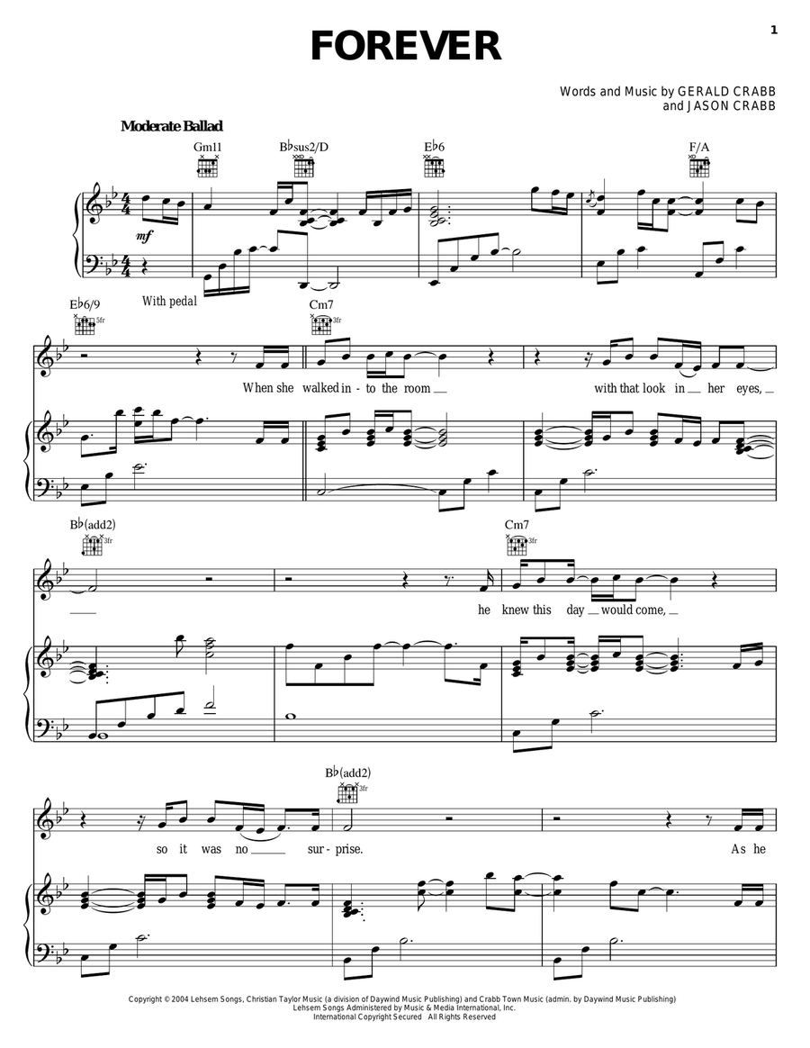 Forever Forever Piano, Vocal, Guitar scores gallery preview page 1