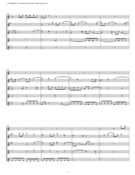 Fugue 23 from Well-Tempered Clavier, Book 1 (Saxophone Quintet) image number null