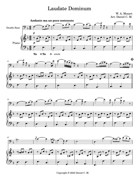 Laudate Dominum for double bass (easy piano) image number null