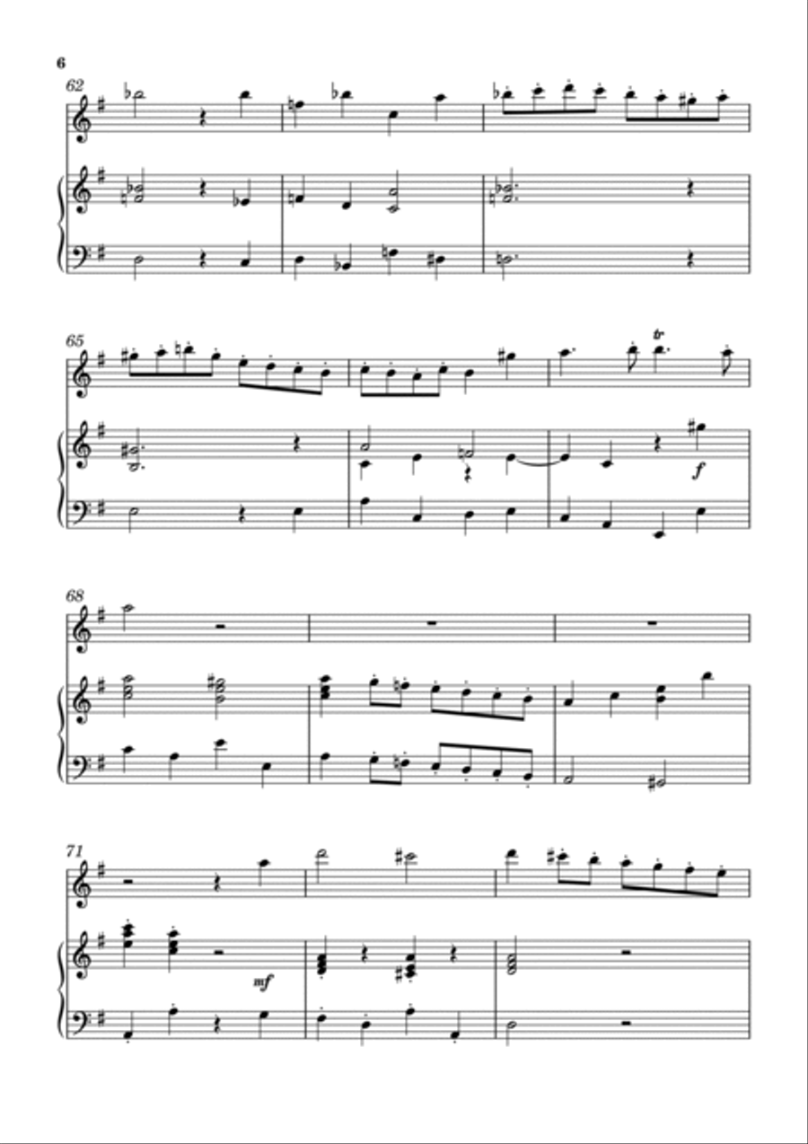 Telemann Viola Concerto (4th Movement) for flute and piano Flute Solo scores gallery preview page 6
