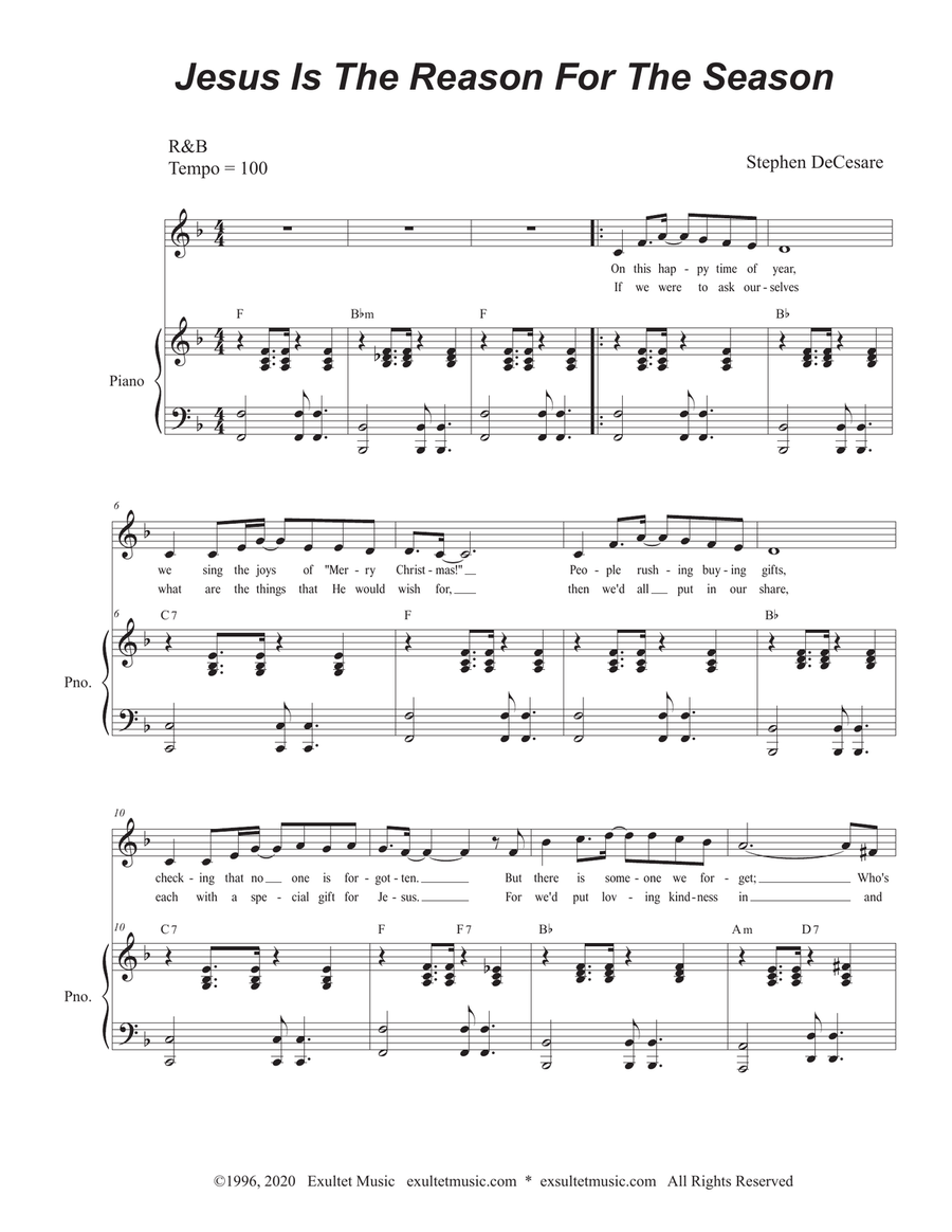 Jesus Is The Reason For The Season (for Unison Children's Choir) Unison Choir scores gallery preview page 1