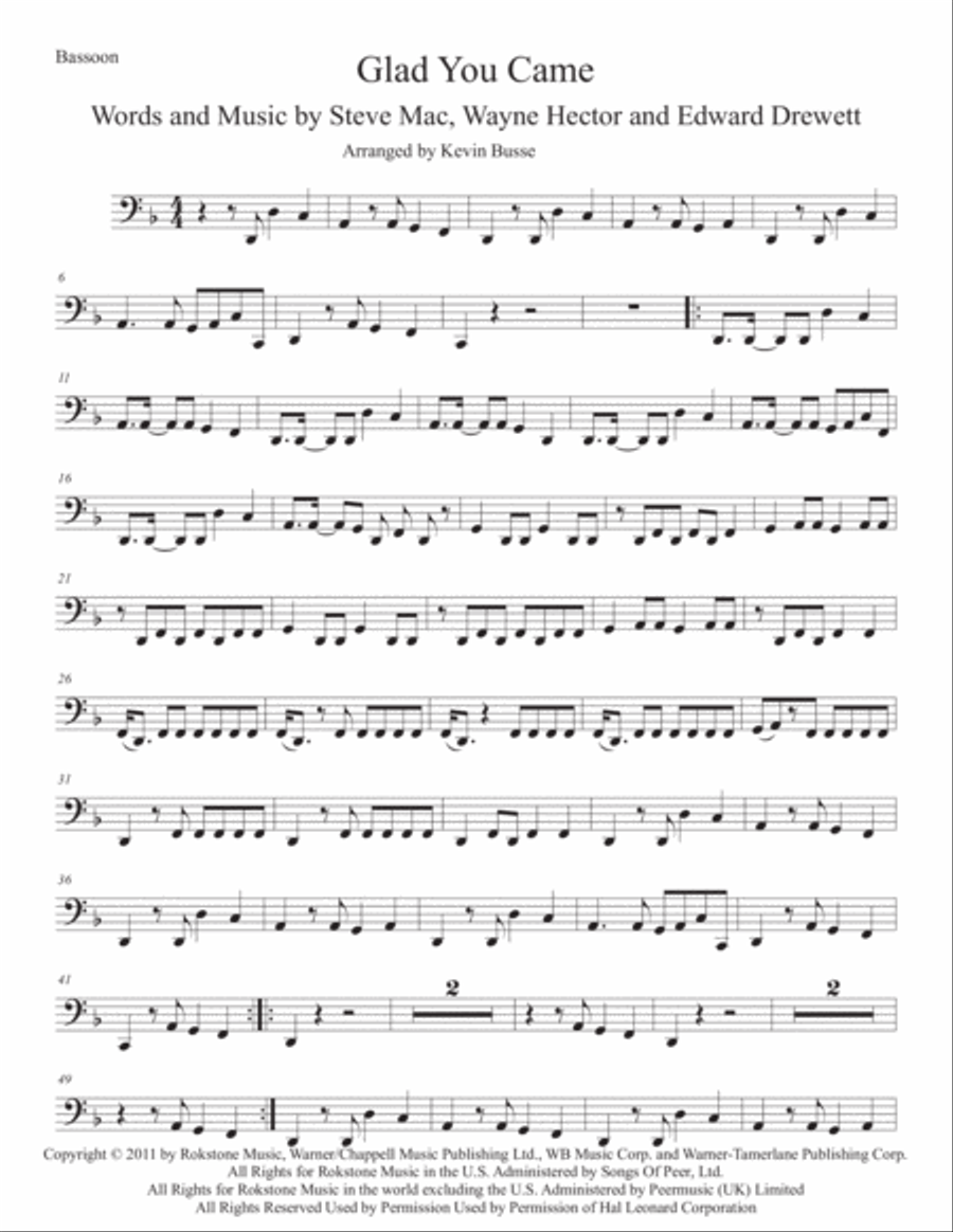 Glad You Came Glad You Came Bassoon Solo scores gallery preview page 1