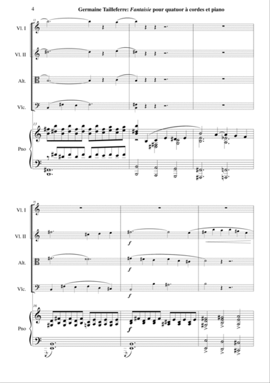 Germaine Tailleferre: Fantaisie for string quartet and piano Germaine Tailleferre: Fantaisie for string quartet and piano Piano Quintet scores gallery preview page 4