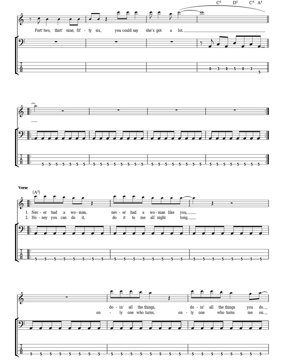 Whole Lotta Rosie Whole Lotta Rosie Bass Guitar Tablature scores gallery preview page 2