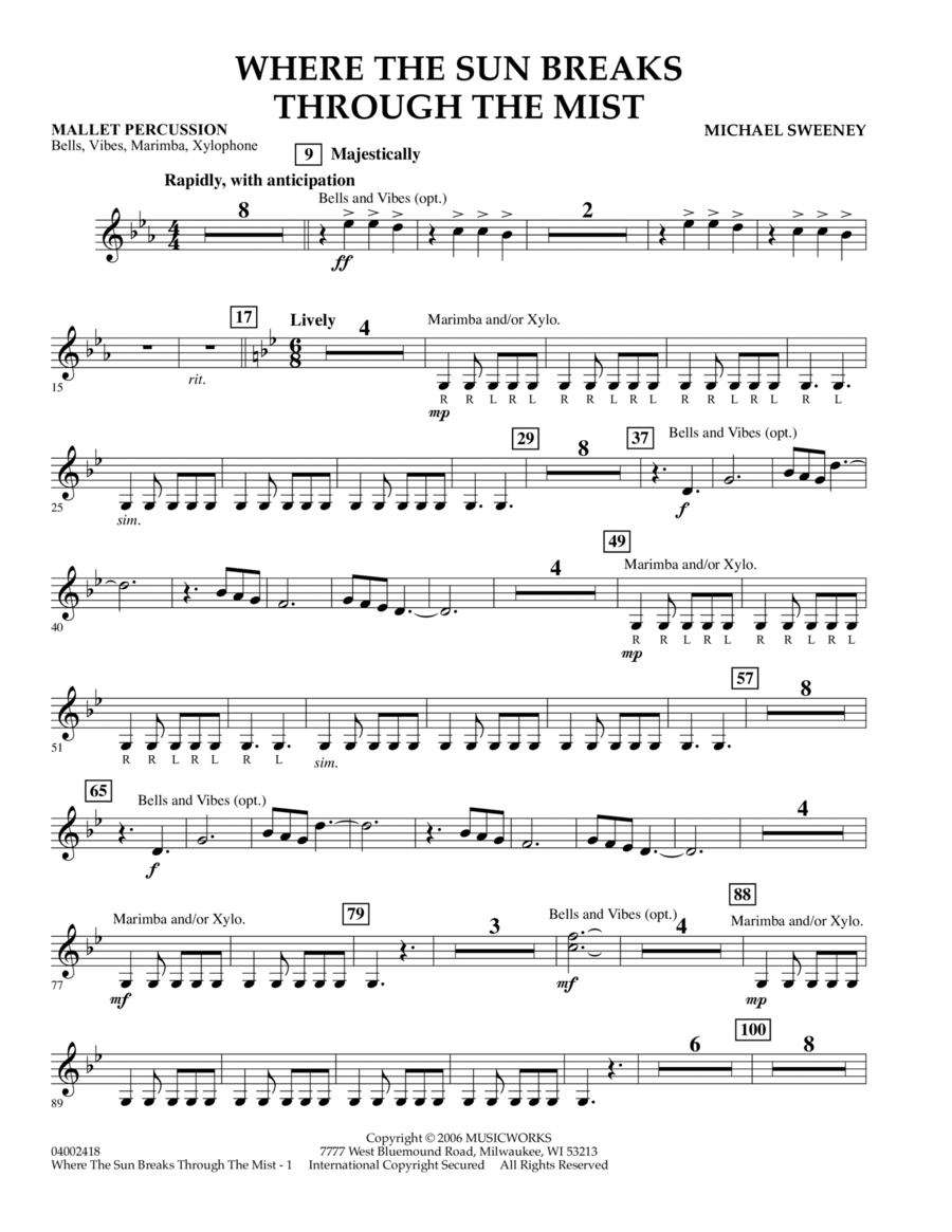 Where the Sun Breaks Through the Mist - Mallet Percussion Percussion scores gallery preview page 1