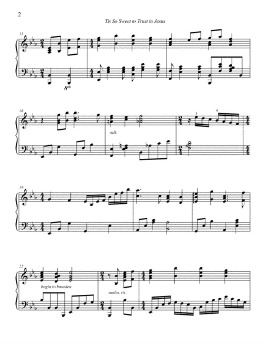 Tis So Sweet to Trust in Jesus Piano Solo scores gallery preview page 2