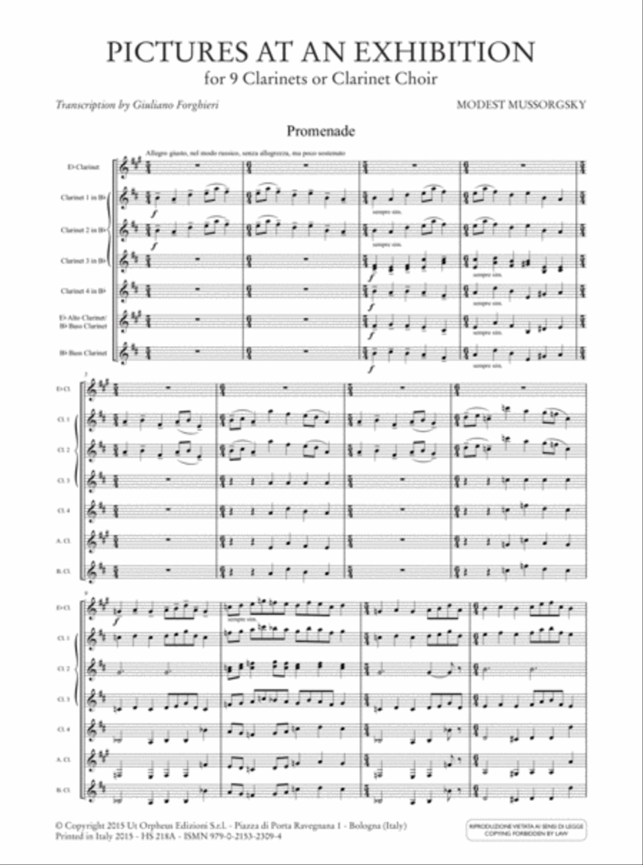 Pictures at an Exhibition for 9 Clarinets or Clarinet Choir Clarinet Choir scores gallery preview page 2