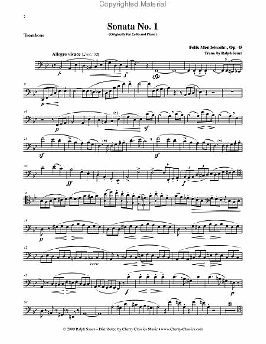 Sonata No. 1 Op. 45 for Trombone & Piano Piano Accompaniment scores gallery preview page 3