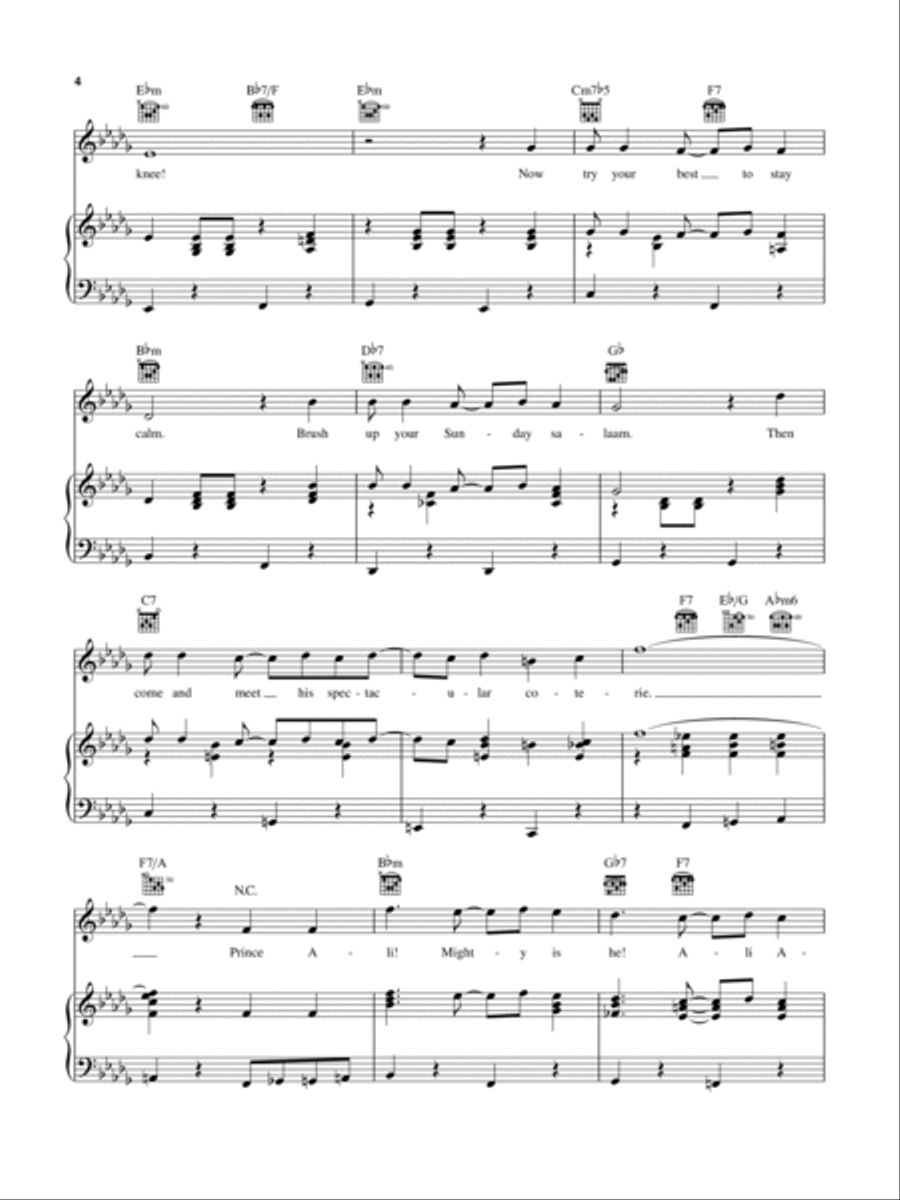 Prince Ali (from Aladdin) Piano, Vocal, Guitar scores gallery preview page 4