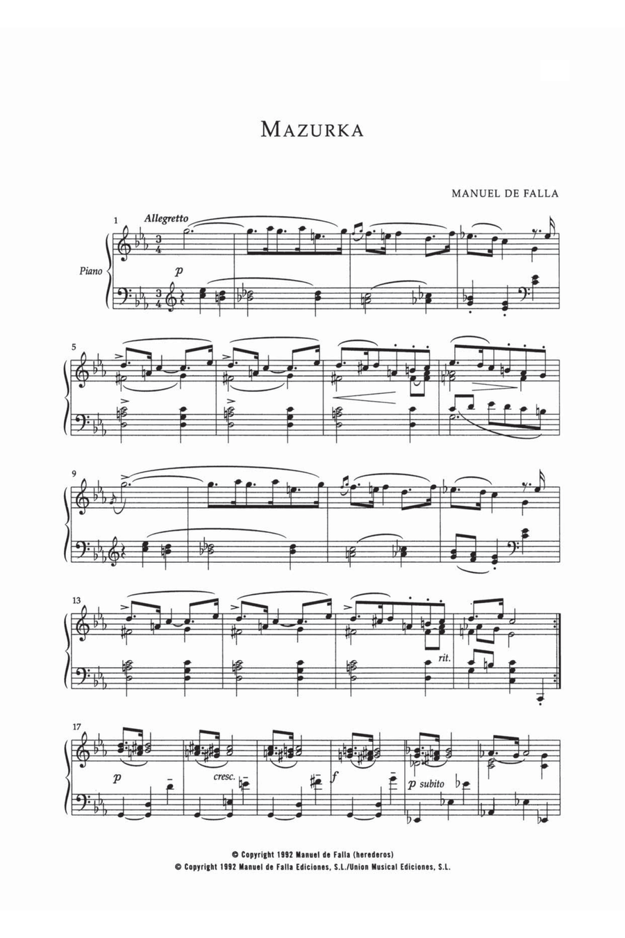 Mazurka In Do Menor Piano Solo scores gallery preview page 1