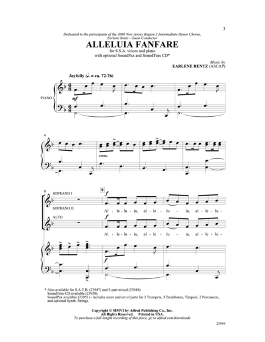 Alleluia Fanfare Alleluia Fanfare SSA scores gallery preview page 2