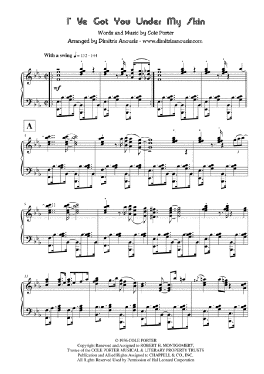 I've Got You Under My Skin Piano Solo scores gallery preview page 2