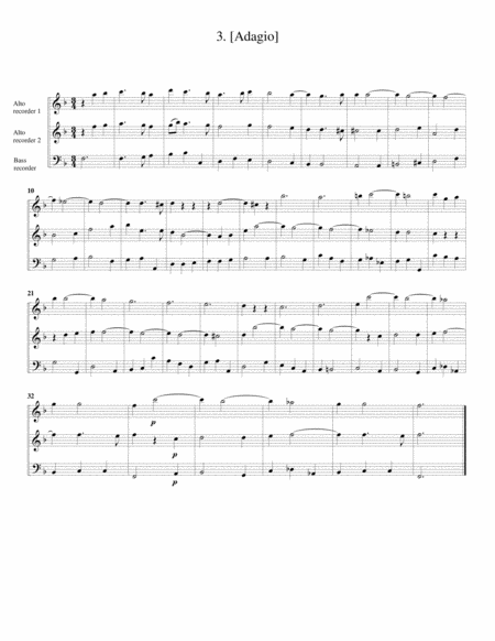 Trio sonata, Op.1, no.1 (arrangement for 3 recorders)