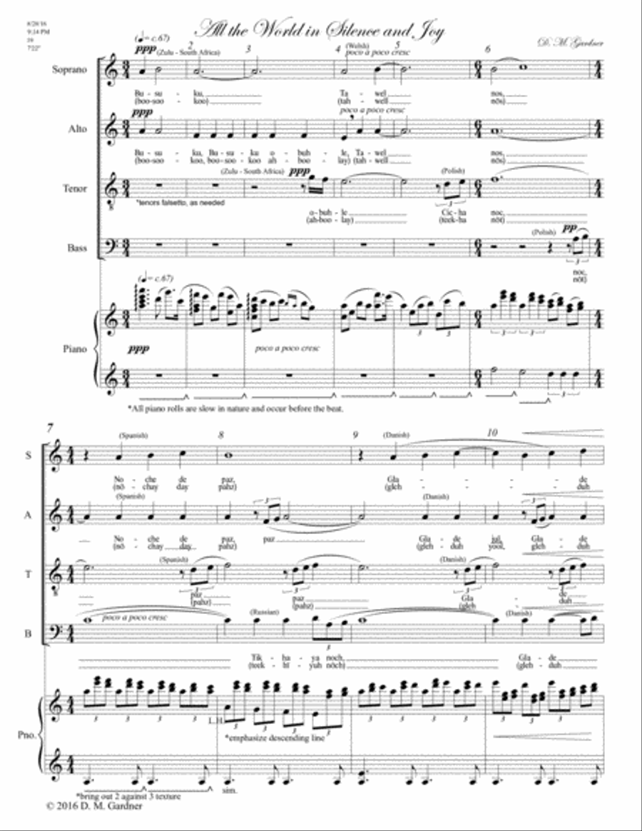 All the World in Silence and Joy - A Christmas Medley (SATB, Piano) 4-Part scores gallery preview page 3