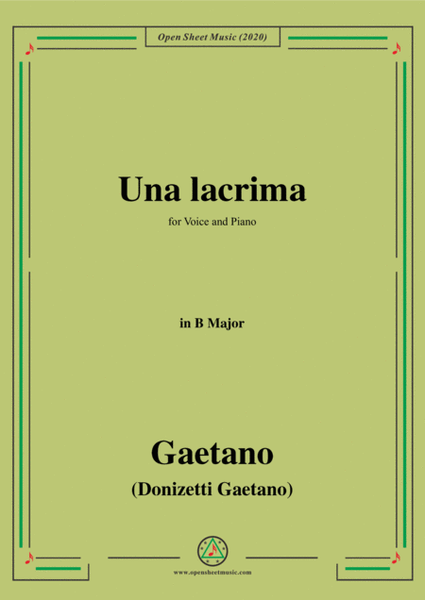 Donizetti-Una lacrima,in B Major,for Voice and Piano