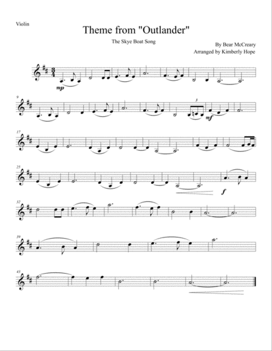 Outlander Violin Solo scores gallery preview page 1
