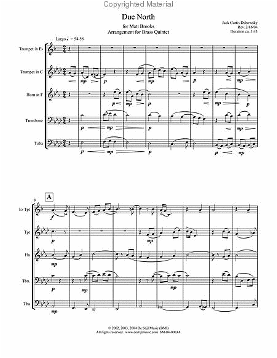 Due North for Brass Quintet Brass Quintet scores gallery preview page 2