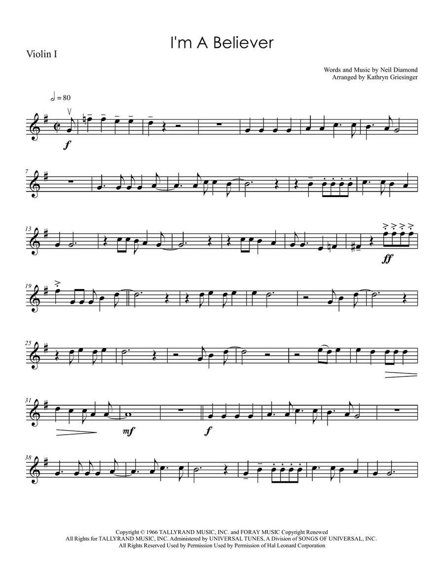 I'm A Believer I'm A Believer String Quartet scores gallery preview page 1