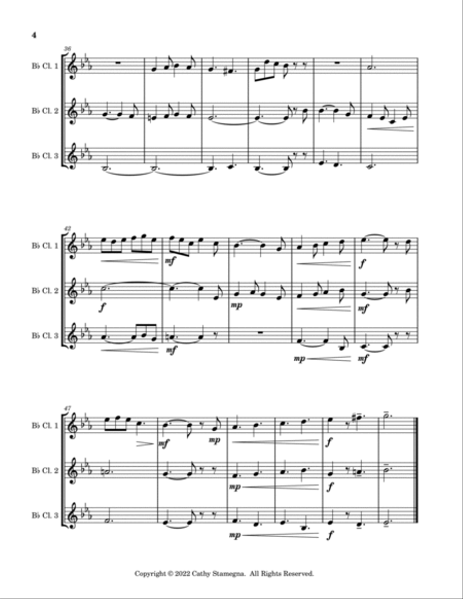 I’ll Take You Home Again, Kathleen (Bb Clarinet Trio) Clarinet Trio scores gallery preview page 5
