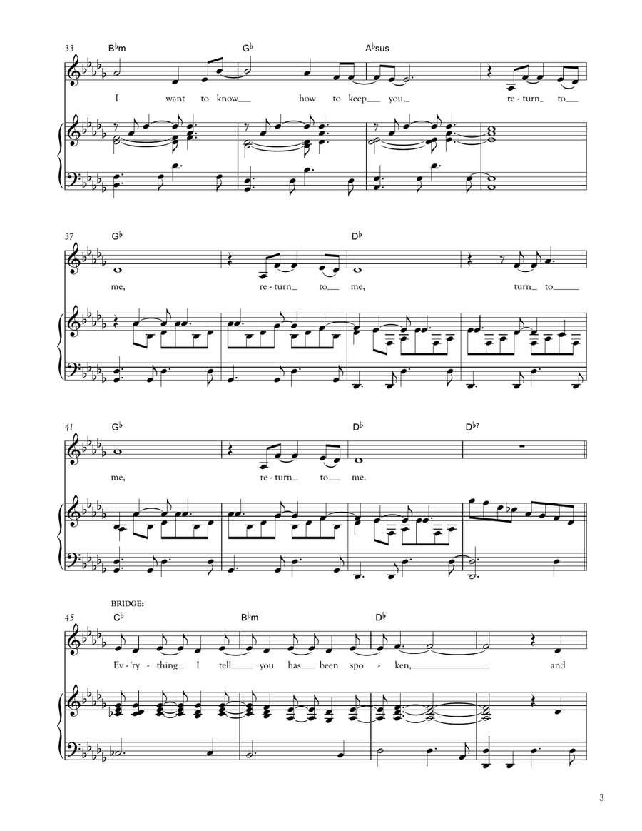 Return To Me Piano, Vocal scores gallery preview page 3