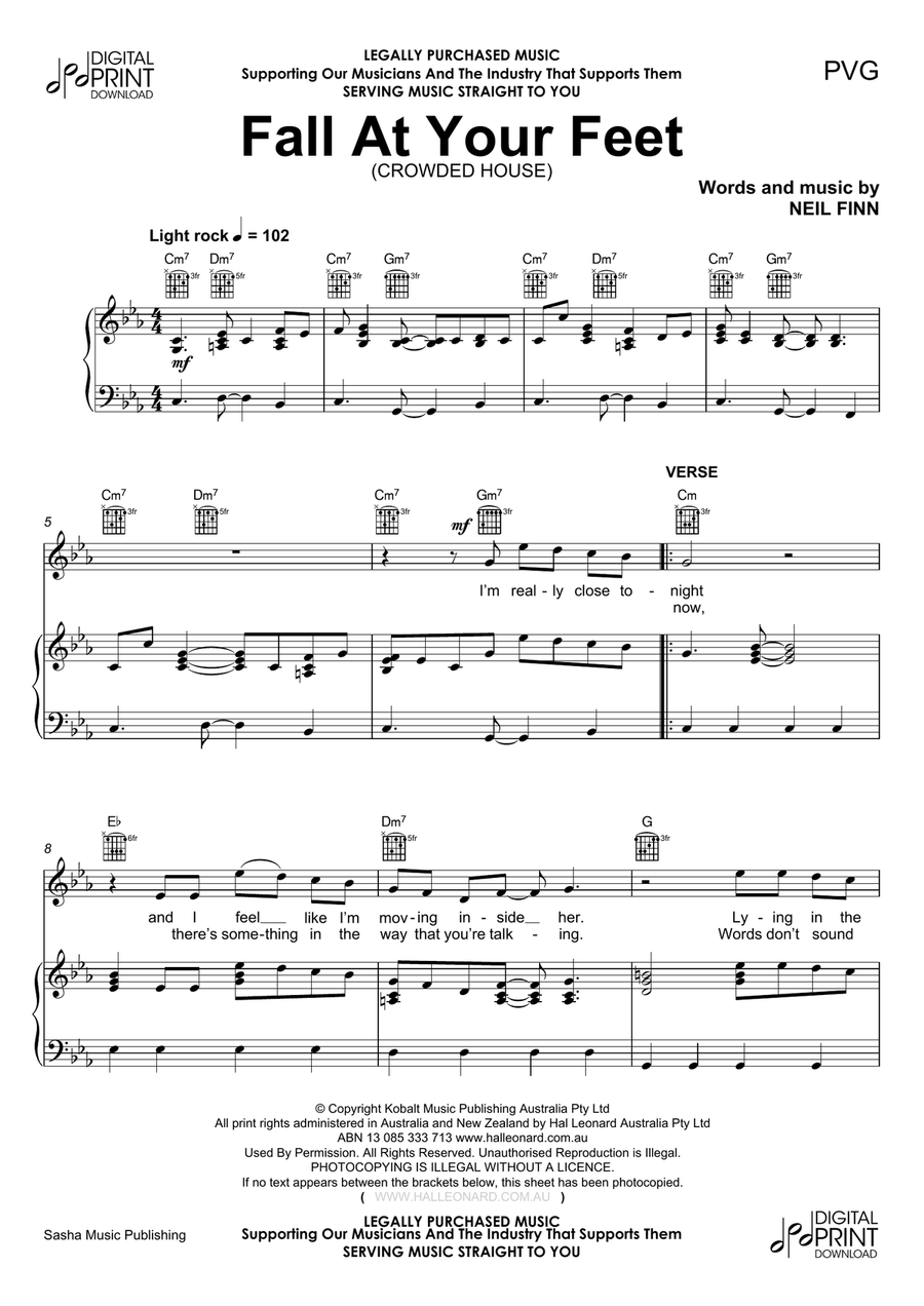 Fall At Your Feet Piano, Vocal, Guitar scores gallery preview page 1