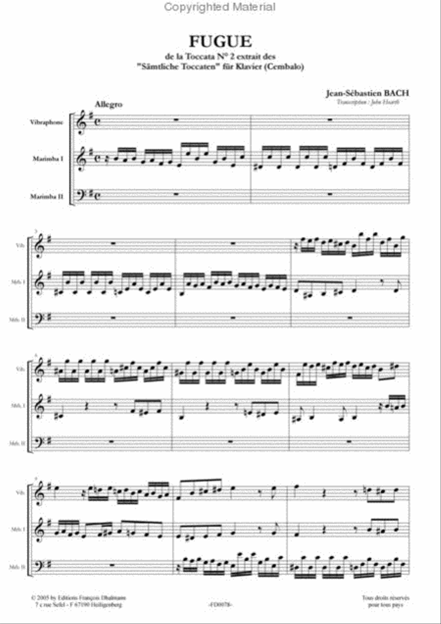 Fugue à trois voix, de la Toccata Nr 2 Percussion scores gallery preview page 2