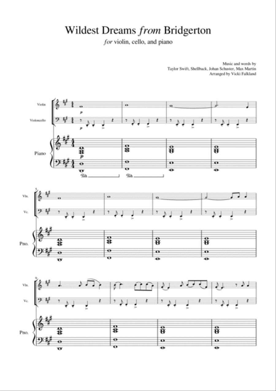 Wildest Dreams Wildest Dreams Piano Trio scores gallery preview page 3