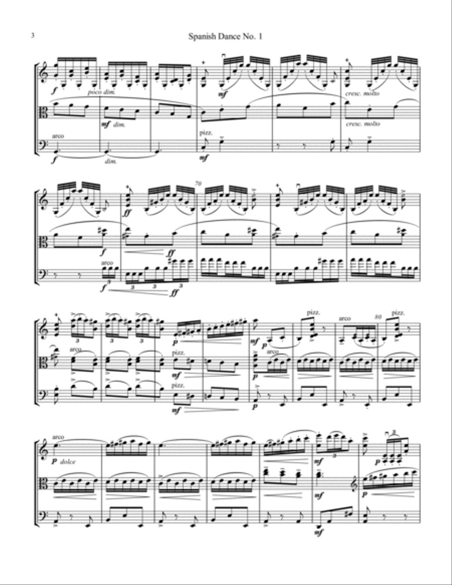 Spanish Dance No. 1, Danza from La vida breve for string trio (vln/vla duet) String Trio scores gallery preview page 4