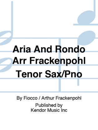 Aria And Rondo Arr Frackenpohl Tenor Sax/Pno